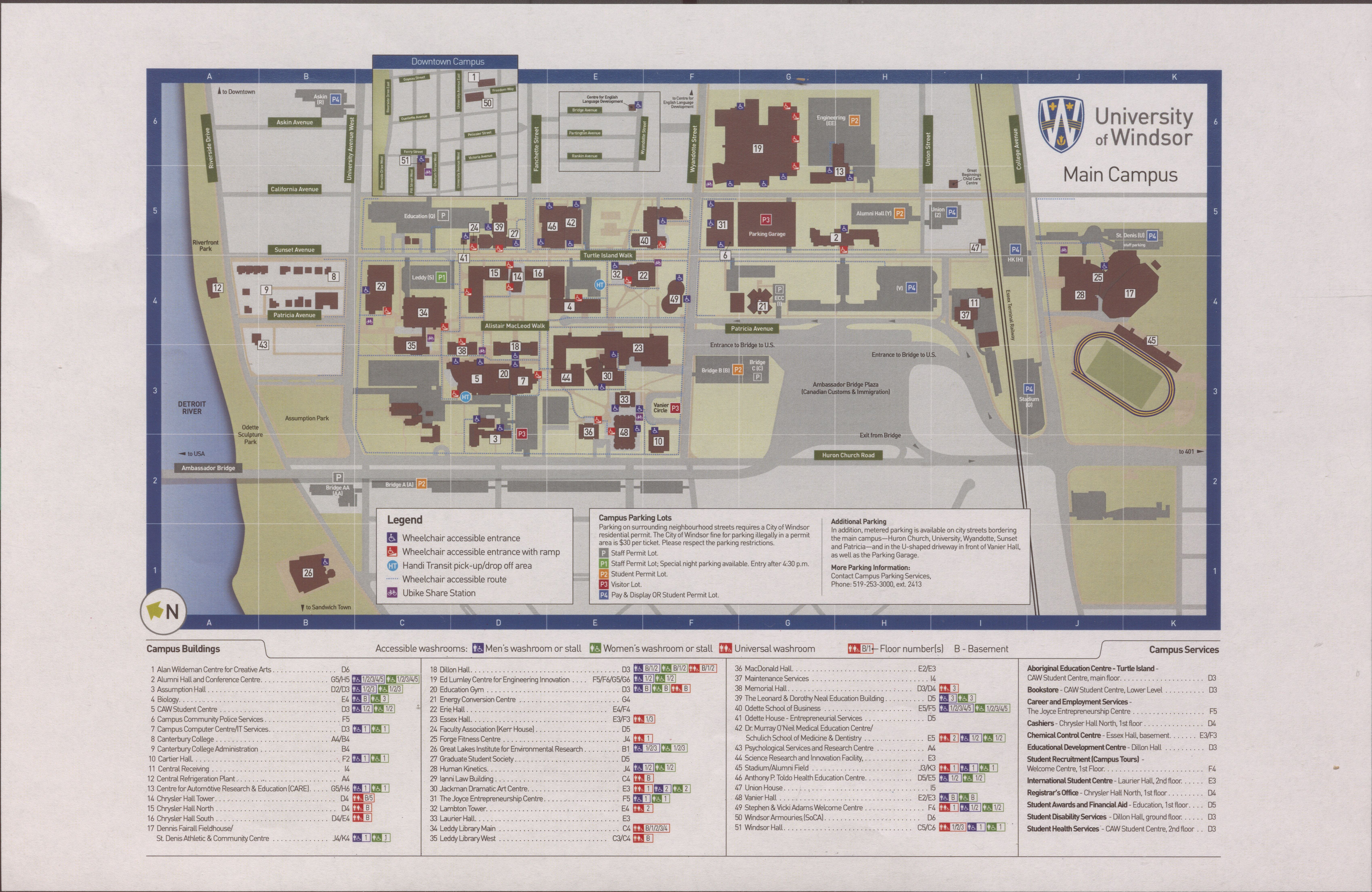 University Of Windsor Campus Map 2019 April Southwestern Ontario